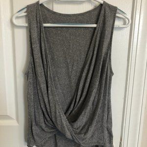 Twisted Open Front Gray Tank Top